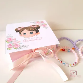 Caixinha + Pulseira - Convite para Daminha (Também disponível a pronta entrega)