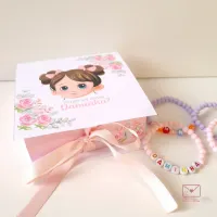 Caixinha + Pulseira - Convite para Daminha (Também disponível a pronta entrega)