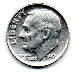 Estados Unidos - 1961 - 10 Cents - Prata .900 - Aprox 2,5g - 17,9mm