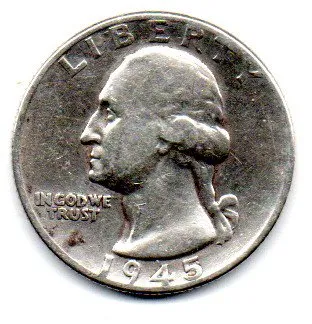 Estados Unidos - 1945 - 25 Cents - Quarter Dollar - Prata .900 - Aprox. 6,25g - 24,3mm