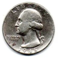 Estados Unidos - 1945 - 25 Cents - Quarter Dollar - Prata .900 - Aprox. 6,25g - 24,3mm