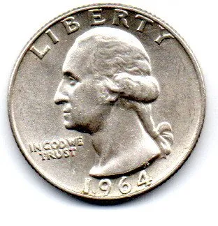 Estados Unidos - 1964D - 25 Cents - Quarter Dollar - Prata .900 - Aprox. 6,25g - 24,3mm