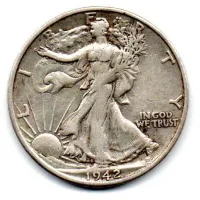 Estados Unidos - 1942S - 50 Cents - Half Dollar - Walking Liberty - Prata .900 - Aprox. 12.5g - 30,6mm