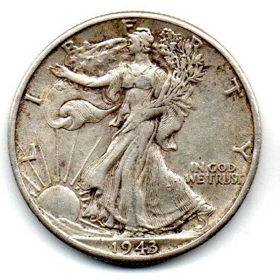 Estados Unidos - 1943D - 50 Cents - Half Dollar - Walking Liberty - Prata .900 - Aprox. 12.5g - 30,6mm Imagem