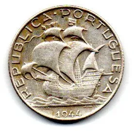 Portugal - 1944 - 2,50 Escudos - Prata .650 - Aprox. 3,5g - 20mm