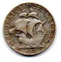 Portugal - 1946 - 2,50 Escudos - Prata .650 - Aprox. 3,5g - 20mm