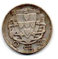 Portugal - 1946 - 2,50 Escudos - Prata .650 - Aprox. 3,5g - 20mm - Foto 2