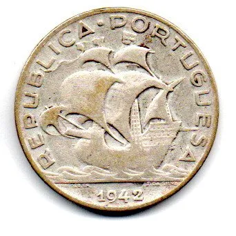 Portugal - 1942 - 5 Escudos - Prata .650 - Aprox. 7g - 25mm