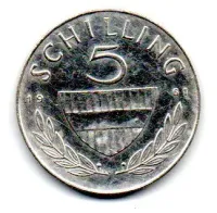Áustria - 1961 - 5 Schilling - Prata .640 - Aprox. 5,2g - 23,5mm