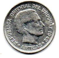 Uruguai - 1942 - 1 Peso - Prata .720 - Aprox. 9g - 27mm