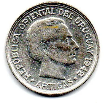 Uruguai - 1942 - 1 Peso - Prata .720 - Aprox. 9g - 27mm