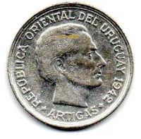 Uruguai - 1942 - 1 Peso - Prata .720 - Aprox. 9g - 27mm