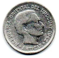 Uruguai - 1942 - 1 Peso - Prata .720 - Aprox. 9g - 27mm