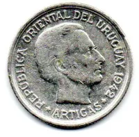 Uruguai - 1942 - 1 Peso - Prata .720 - Aprox. 9g - 27mm
