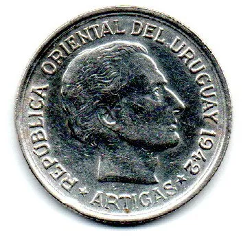Uruguai - 1942 - 1 Peso - Prata .720 - Aprox. 9g - 27mm