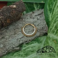 Argola Slim Clicker em TITÂNIO PVD GOLD com Pedras e Esferas FRONTAL 608 - Foto 2