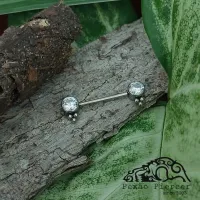 Mamilo INDIANO em TITÂNIO com Pedra FLAT 5mm e 3 Esferas 1.6mm - Push Pin 727 - Foto 2