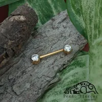 Mamilo em TITÂNIO PVD GOLD com Pedra FLAT 5mm 1.6mm - Push Pin 730 - Foto 2