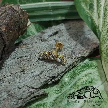 Labret CLUSTER em TITÂNIO PVD GOLD com 5 Pedras  868 - Foto 2