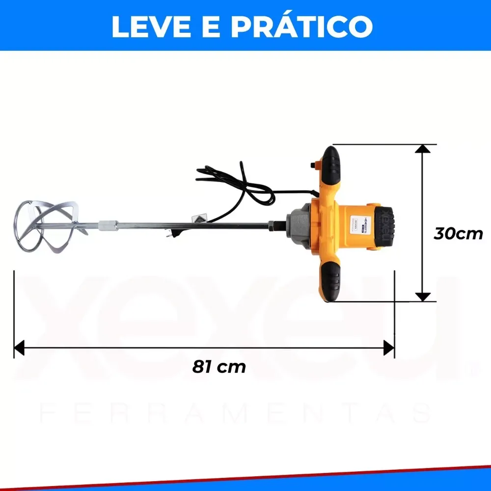 Misturador Batedor Argamassa Elétrico 1200w 220v Pro  Imagem