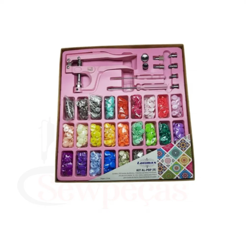 Alicate Pressão Botão Plástico Metal Ilhós Kit Com Matriz Imagem