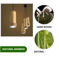 luz de bambu criativa, corda simples, lâmpadas suspensas, luminária - Foto 6