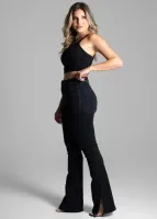 Calça Jeans Boot Cut Sawary Feminina Preta - Foto 3