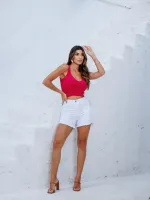 Shorts Jeans Revanche Feminino Branco - Foto 3