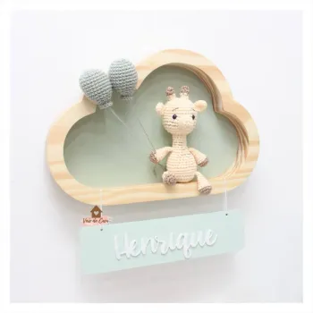 Girafa - 2 balões - Nuvem P - Placa Colorida - Porta Maternidade - Foto 2