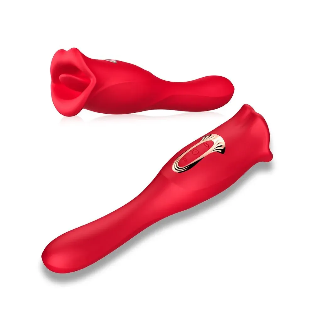 VIBRADOR 2 EM 1 COM FORMATO DE BOCA COM 10 MODOS DE ESTIMULAÇÃO E SUCÇÃO  
