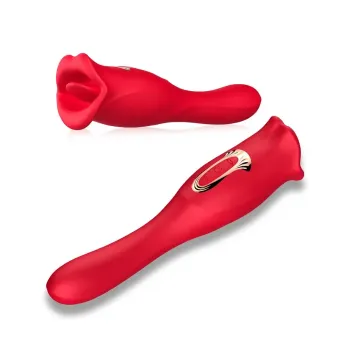 VIBRADOR 2 EM 1 COM FORMATO DE BOCA COM 10 MODOS DE ESTIMULAÇÃO E SUCÇÃO  
