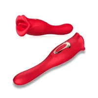 VIBRADOR 2 EM 1 COM FORMATO DE BOCA COM 10 MODOS DE ESTIMULAÇÃO E SUCÇÃO  