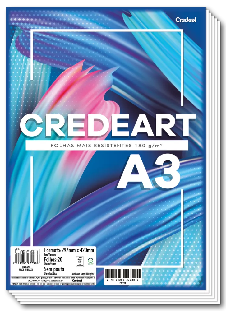 Bloco Credeart A3 20F 180G/M²