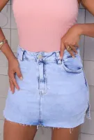 Saia Shorts Jeans Revanche Feminina Azul Claro - Foto 4