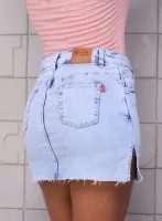 Saia Shorts Jeans Revanche Feminina Azul Claro - Foto 5