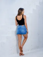 Saia Shorts Jeans Revanche Feminina Azul - Foto 2