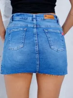 Saia Shorts Jeans Revanche Feminina Azul - Foto 5