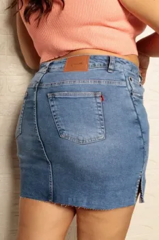 Saia Shorts Jeans Revanche Feminina Azul - Foto 2