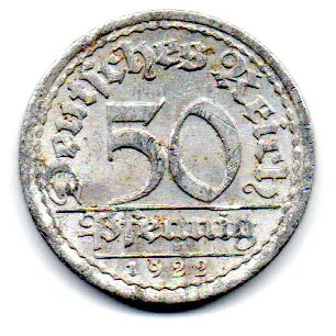 Alemanha - República de Weimar - 1922 - 50 Pfennig