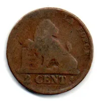 Bélgica - 1858 - 2 Centimes - UTG - Foto 2