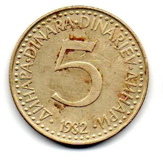 Iugoslávia - 1982 - 1 Dinara