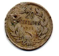 Chile - 1921 - 20 Centavos - C/ Furo