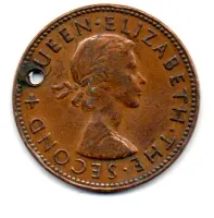 Nova Zelândia - 1964 - 1/2 Penny - C/ Furo - Foto 2