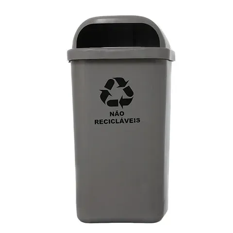Lixeira Individual Coleta Seletiva Com Suporte Gruplast 50 Litros Cinza Imagem