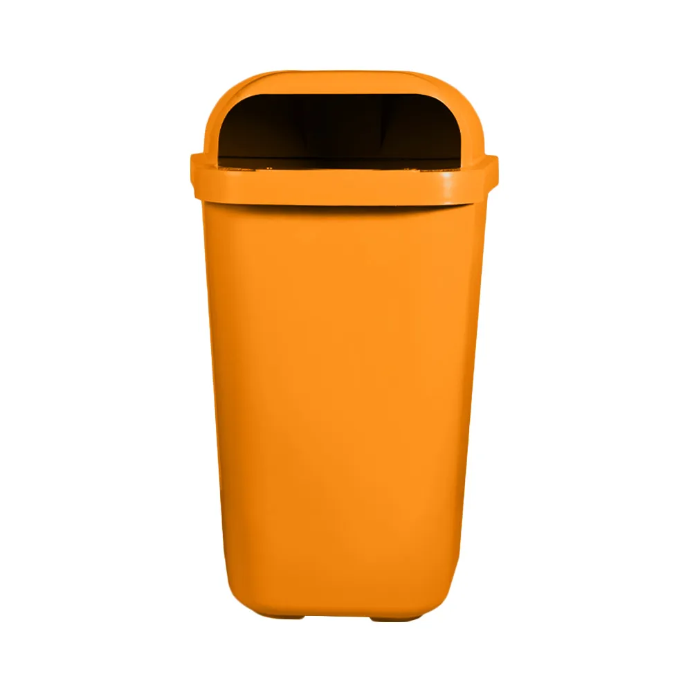 Lixeira Individual Coleta Seletiva Com Suporte Gruplast 50 Litros Laranja Imagem