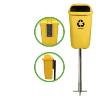 Lixeira Papeleira  Gruplast Com Poste 50 Litros Vermelha - Foto 2