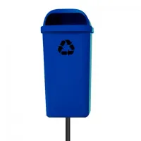 Lixeira Papeleira  Gruplast Com Poste 50 Litros Azul