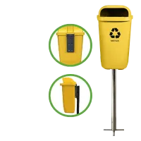 Lixeira Papeleira  Gruplast Com Poste 50 Litros Preta - Foto 2