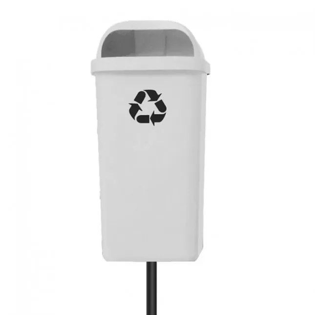 Lixeira Papeleira  Gruplast Com Poste 50 Litros Branca Imagem