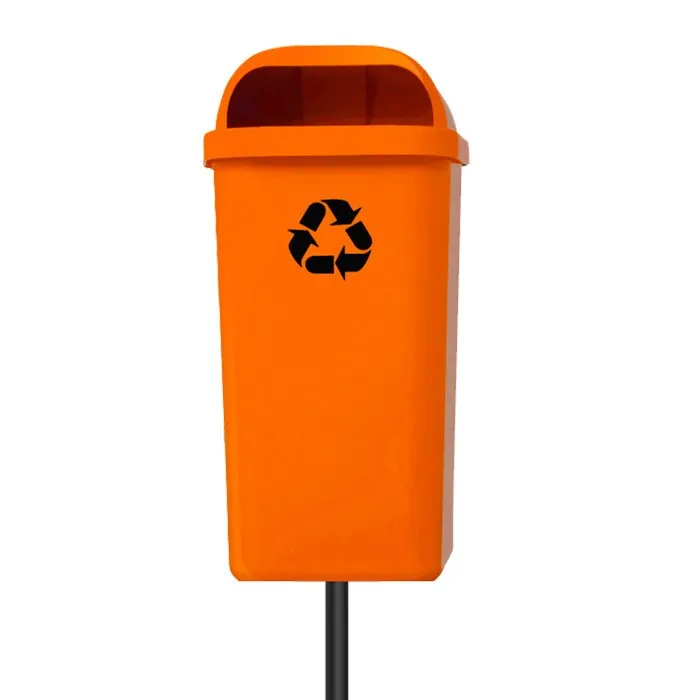 Lixeira Papeleira  Gruplast Com Poste 50 Litros  Laranja